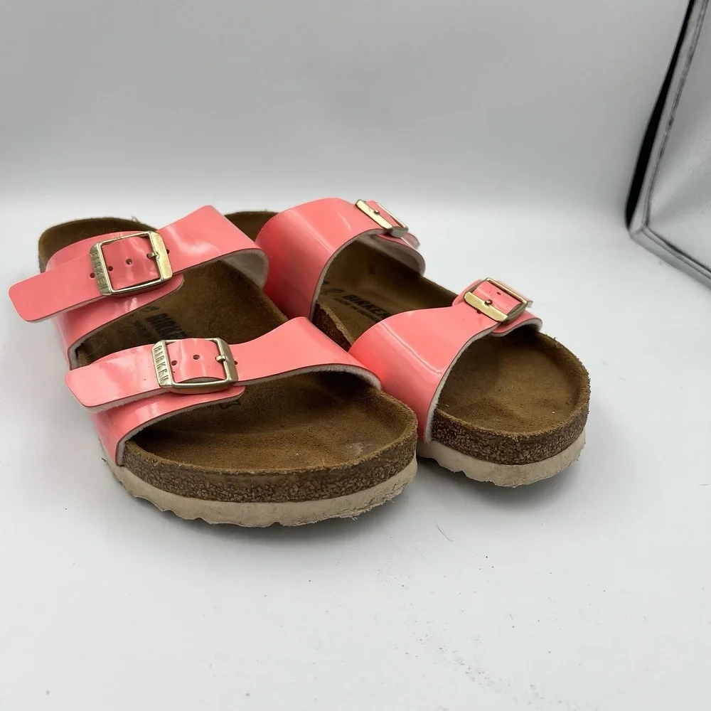 Birkenstock Sydney Sandals Women's 37 US 6.5 Slip On Buckle Slide Pink Patent